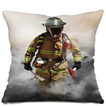 A Firefighter Pierces Through A Wall Of Smoke Pillows 62499189