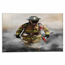 A Firefighter Pierces Through A Wall Of Smoke Rugs 62499189