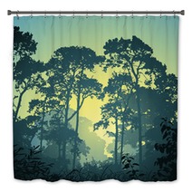 A Forest Landscape With Trees And Sunset Sunrise Bath Decor 35613316