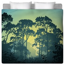 A Forest Landscape With Trees And Sunset Sunrise Bedding 35613316