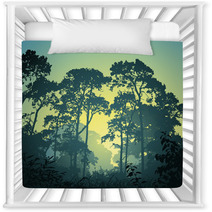 A Forest Landscape With Trees And Sunset Sunrise Nursery Decor 35613316