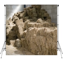 A Huge Hay Stack In A Barn Backdrops 58267843