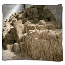 A Huge Hay Stack In A Barn Blankets 58267843