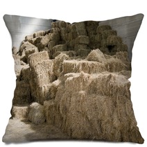 A Huge Hay Stack In A Barn Pillows 58267843