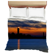 A Lighthouse Shining At Late Evening. Riga, Latvia Bedding 51595022