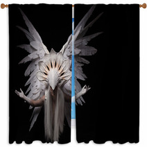 A Portrait Of A Young Girl And A White Angel Costume Window Curtains 94558299