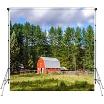 A Red Barn In Countryside Backdrops 48140550