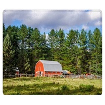 A Red Barn In Countryside Rugs 48140550