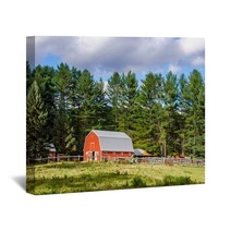 A Red Barn In Countryside Wall Art 48140550