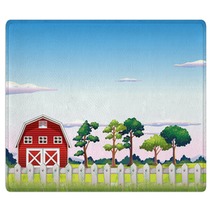A Red Barnhouse Inside The Fence Rugs 53733709