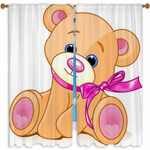 A Rough, Painterly Child's Teddy Bear Window Curtains 13199358