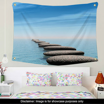 A Row Of Stones In Water Wall Art 11815459