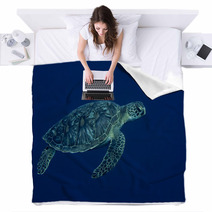 A Sea Turtle Portrait Close Up While Looking At You Blankets 63841573
