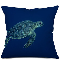 A Sea Turtle Portrait Close Up While Looking At You Pillows 63841573