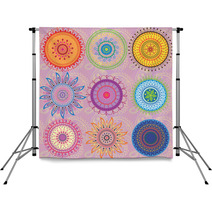 A Set Of 9-colored Mandalas Backdrops 41773858