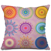 A Set Of 9-colored Mandalas Pillows 41773858