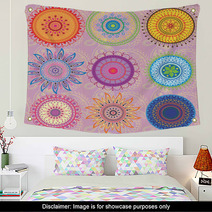 A Set Of 9-colored Mandalas Wall Art 41773858