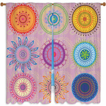 A Set Of 9-colored Mandalas Window Curtains 41773858
