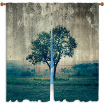 A Single Tree Represent Loneliness And Sadness Window Curtains 64485400