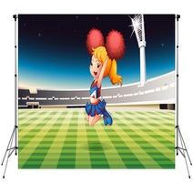 A Soccer Field With An Energetic Cheerdancer Backdrops 52562990