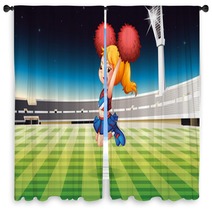 A Soccer Field With An Energetic Cheerdancer Window Curtains 52562990