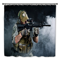 A Soldier In The Smoke After The Explosion Bath Decor 37667278