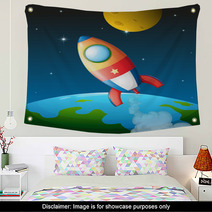 A Spacecraft Near The Moon Wall Art 50228150