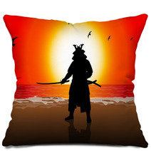 A Stock Vector Illustration Of A Japan Landlord On Sunset Beach Pillows 39288910