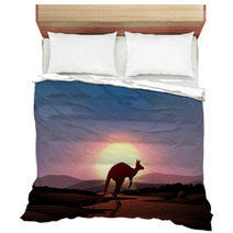 A Sunset At The Desert With A Kangaroo Bedding 50593591