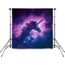 A Unicorn Silhouette In A Galaxy Nebula Cloud Raster Illustration Backdrops 194283527
