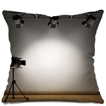 A Vintage Theater Spotlight On A White Background Pillows 5402305