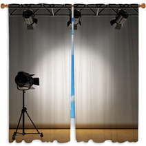 A Vintage Theater Spotlight On A White Background Window Curtains 5402305