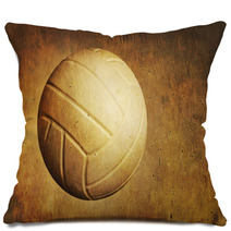 A Volleyball On A Grunge Textured Background Pillows 54714844