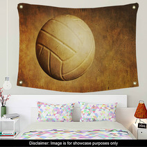 A Volleyball On A Grunge Textured Background Wall Art 54714844