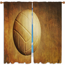 A Volleyball On A Grunge Textured Background Window Curtains 54714844