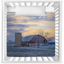 Abandoned Barn During A Snow Storm And Sunset Nursery Decor 244531284