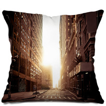 Absolutely Empty Street In New York Early Morning Pillows 37631393