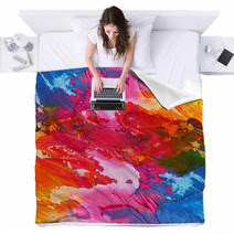 Abstract Acrylic Hand Painted Background Blankets 40192825