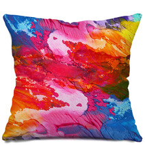 Abstract Acrylic Hand Painted Background Pillows 40192825