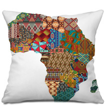 Abstract Africa Patchwork Traditional Fabric Pattern Vector Map Pillows 207943438