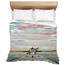 Abstract Airplane On Runway Drawing Bedding 173699554