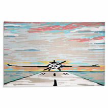 Abstract Airplane On Runway Drawing Rugs 173699554