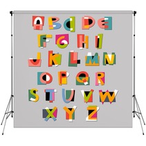 Abstract Alphabet Font Paper Cut Out Style Backdrops 86627444