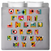 Abstract Alphabet Font Paper Cut Out Style Bedding 86627444