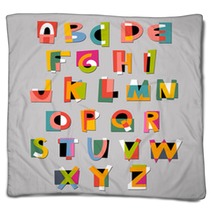Abstract Alphabet Font Paper Cut Out Style Blankets 86627444