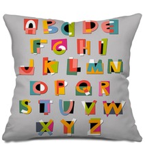 Abstract Alphabet Font Paper Cut Out Style Pillows 86627444