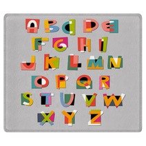 Abstract Alphabet Font Paper Cut Out Style Rugs 86627444