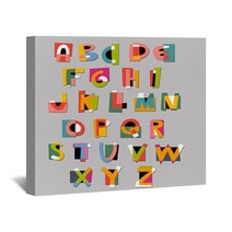 Abstract Alphabet Font Paper Cut Out Style Wall Art 86627444
