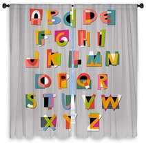 Abstract Alphabet Font Paper Cut Out Style Window Curtains 86627444