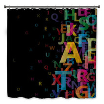 Abstract Alphabet On Black Background # Vector Bath Decor 40254058